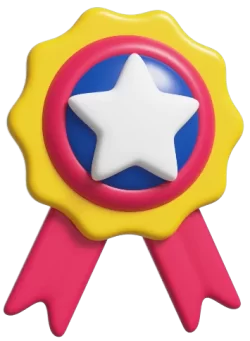 Colorful award ribbon with star in center