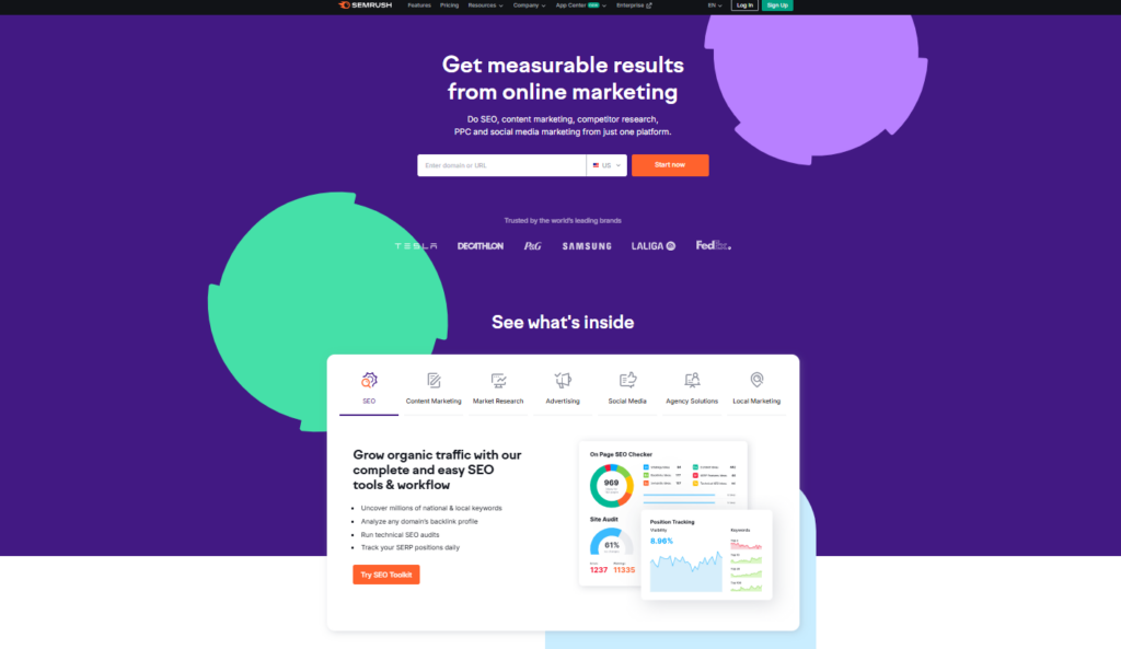 SEMrush Dashboard