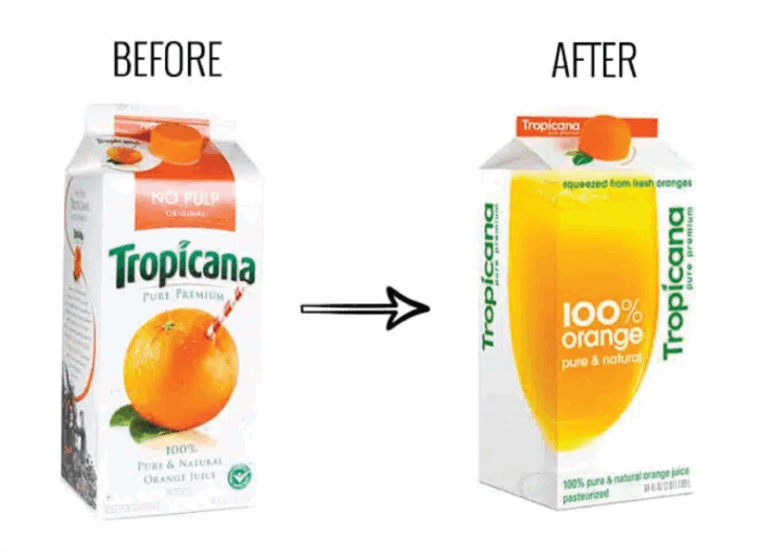 Tropicana rebranding packaging