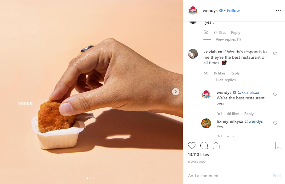 Resharing positive customer comment as social media post