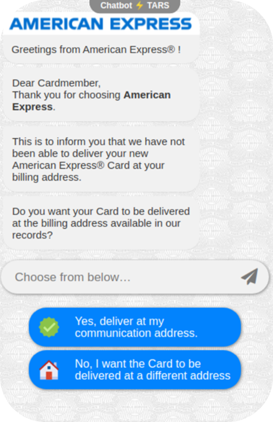 American Express Chatbot Conversation
