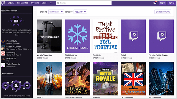 Twitch live stream interface