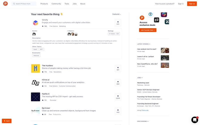 Product Hunt Interface Overview