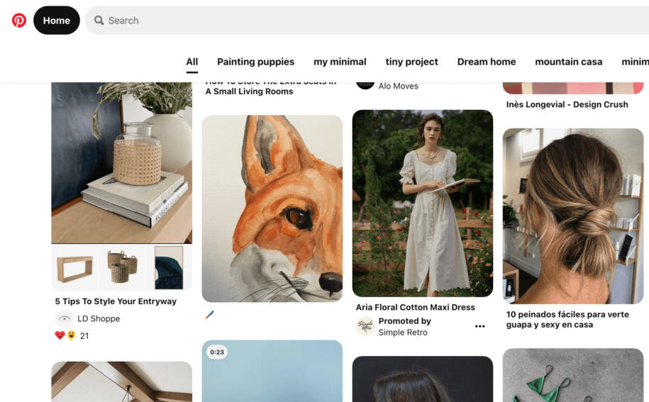 Pinterest visual search results