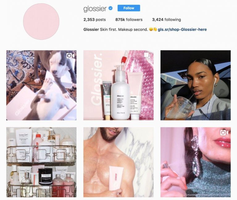 static Instagram post featuring a strong product image from Glossier.