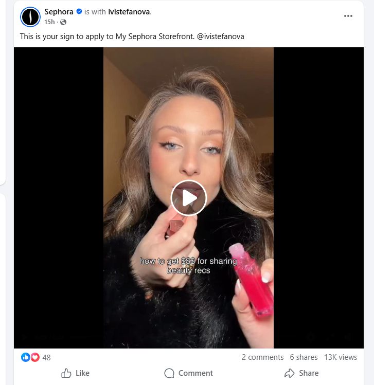 Example of product explanation on Facebook