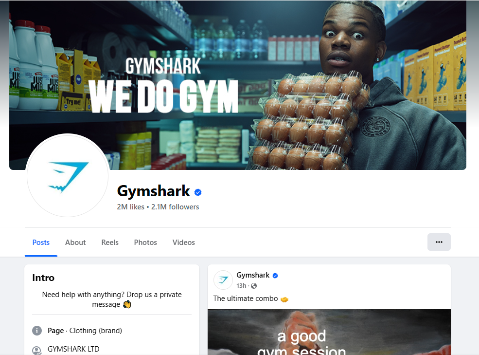 Facebook page of GYM Shark 
