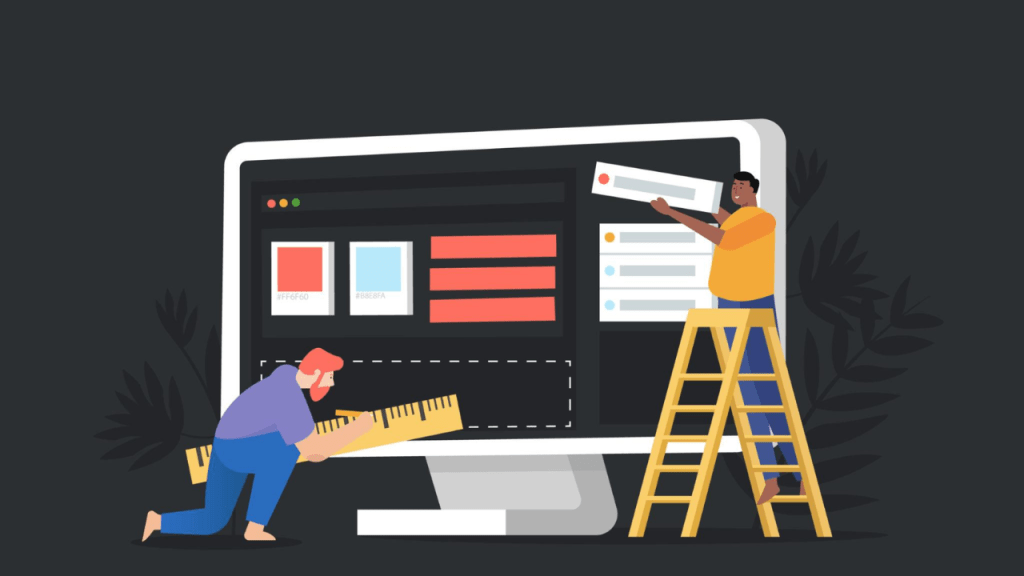 Partial website redesign illustration showing one webpage being updated while other pages remain unchanged