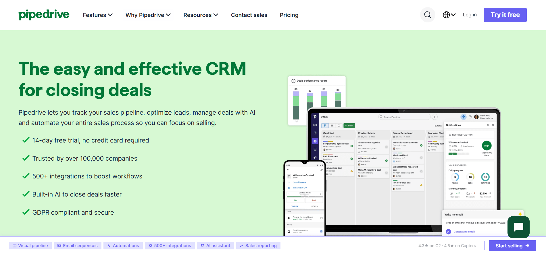 How to Choose the Right CRM Software for Your Business in 2026? 7 Pipedrive Dashboard